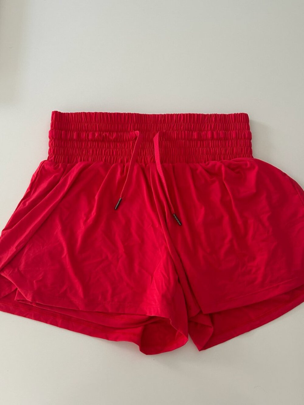 Women's Red Flowy, High Waist Athletic Shorts with Pocket NWOT
